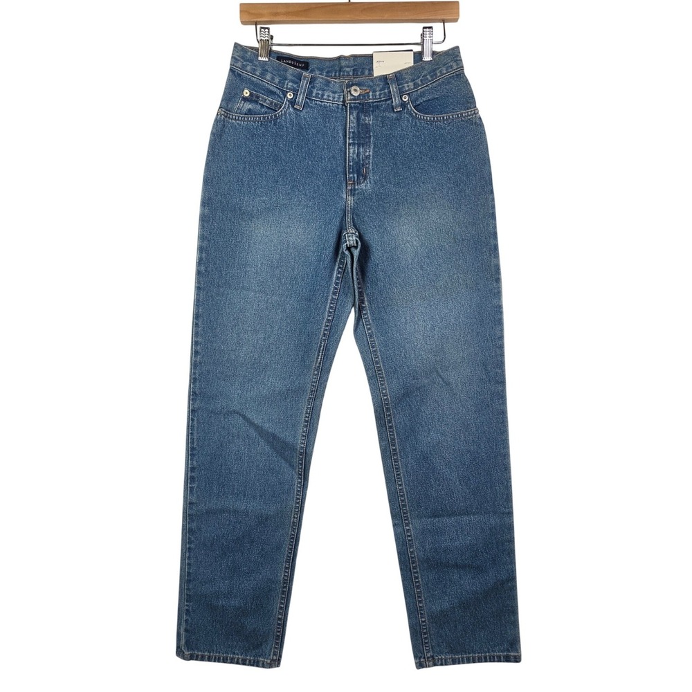 Lands End Womens Jeans Size 6 Natural Fit Straight Jeans Blue Cotton Mom Jeans